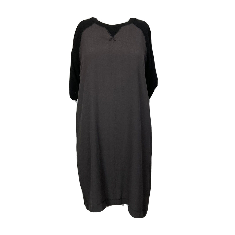 Madewell Dress Womens XS Black Gray Colorblock Stretch Sheath Short Sleeve